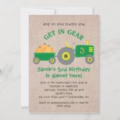 グリーントラクター&カボチャ秋誕生日ボーイパーティー 招待状 (正面)