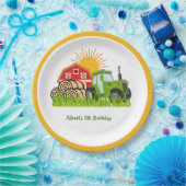 グリーントラクター |テーマ別バースデーパーティー紙プレート ペーパープレート (パーティー)
