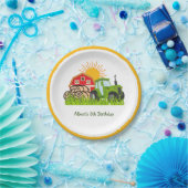 グリーントラクター |テーマ別バースデーパーティー紙プレート ペーパープレート (パーティー)