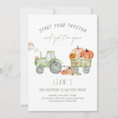 グリーントラクター&パンプキンス誕生日パーティー 招待状 (正面)