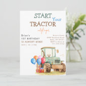 グリーントラクター&ファームキッドの誕生日パーティー 招待状 (スタンド正面)