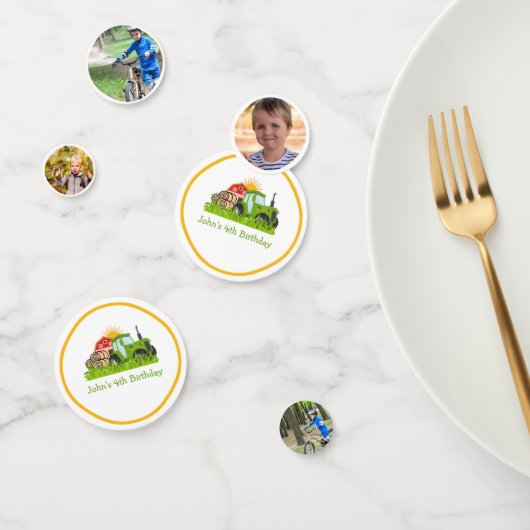 グリーントラクター | ファームテーマバースデーパーティーデコール コンフェッティ (グループ)