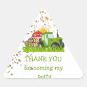 グリーントラクター | ファームテーマバースデーパーティーデコール 三角形シール (正面)