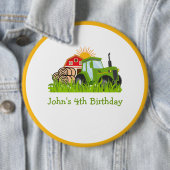グリーントラクター | ファームテーマバースデーパーティーデコール 缶バッジ (インサイチュ)
