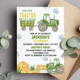 グリーントラクター ファーム バースデー パーティー 招待状