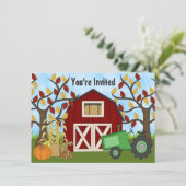 グリーントラクター&レッドバーンオータムファーム誕生日 招待状 (スタンド正面)