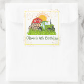 グリーントラクター |男の子をテーマにした誕生日パーティー スクエアシール (バッグ)