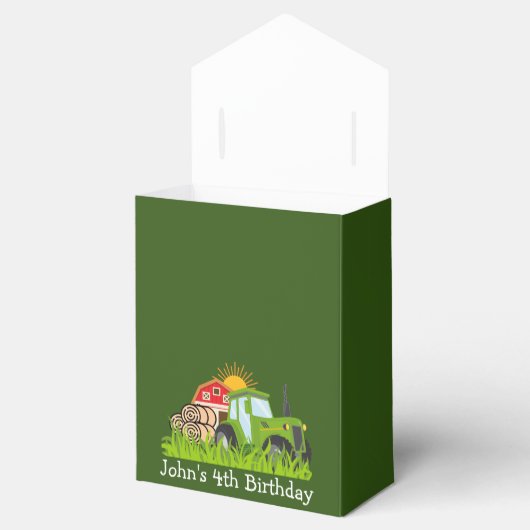 グリーントラクター |男の子をテーマにした誕生日パーティー フェイバーボックス (オープン)
