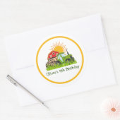 グリーントラクター |男の子をテーマにした誕生日パーティー ラウンドシール (封筒)