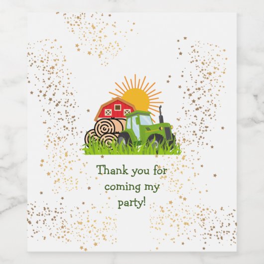 グリーントラクター |男の子をテーマにした誕生日パーティー ワインラベル (シングルラベル)