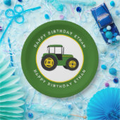 グリーントラクタ誕生日カスタム ペーパープレート (パーティー)