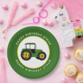 グリーントラクタ誕生日カスタム ペーパープレート (パーティー)