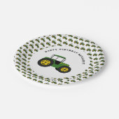 グリーントラクタ誕生日パーソナライズされた紙プレート ペーパープレート (アングル)