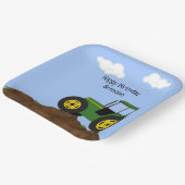 グリーントラクタ誕生日パーソナライズされた ペーパープレート (傾斜あり)