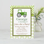 グリーントラクタ-ファームバースデーパーティ招待状 招待状 (スタンド正面)