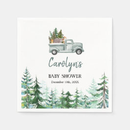 グリーントラックウッドランドアニマルズ紙ナプキンス スタンダードカクテルナプキン