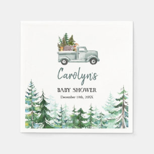 グリーントラックウッドランドアニマルズ紙ナプキンス スタンダードカクテルナプキン