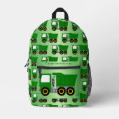 グリーントラックデザイン パーソナライズされた プリントバックパック (正面)