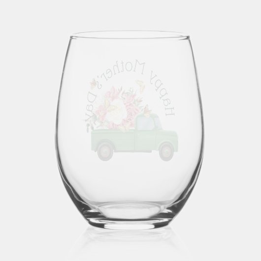 グリーントラック春ブーケステレスワイングラス ステムなしワイングラス (裏面)