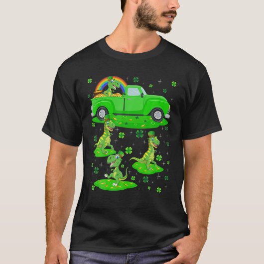 グリーントラックLeprechaunハットティラノサウルスSt. Patri Tシャツ (正面)