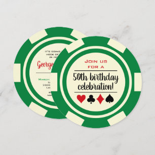 グリーントランプのポーカーチップカジノラスベガス誕生日 招待状
