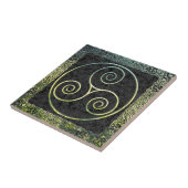 グリーントリスケリオン&メープルリーフケルト縁どク タイル (側面)