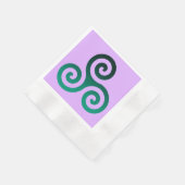 グリーントリスケレ古代ケルトのシンボル薄紫 縁ありカクテルナプキン (角)