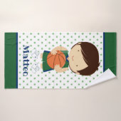 グリーントリムバスケットボールボーイズキッズカスタムバスバスタオル バスタオル (バスタオル)