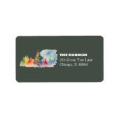 グリーントレンディーカラフルウィンターワンダーランドウォーターカラー ラベル (正面)