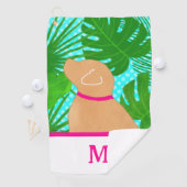 グリーントロピカルアイランドイエロードッグゴルフタオル ゴルフタオル (インサイチュ)