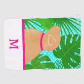 グリーントロピカルアイランドイエロードッグゴルフタオル ゴルフタオル (横)