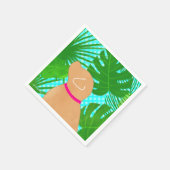 グリーントロピカルアイランドイエロードッグナプキンス スタンダードカクテルナプキン (角)