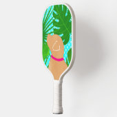 グリーントロピカルアイランドイエロードッグピックボールパドル ピックルボールラケット (左)