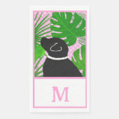 グリーントロピカルアイランドブラックドッグゲストタオル (正面)