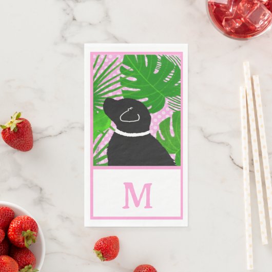 グリーントロピカルアイランドブラックドッグゲストタオル (インサイチュ)