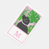 グリーントロピカルアイランドブラックドッグゲストタオル (コーナー)