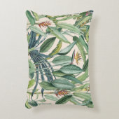 グリーントロピカルジャングルバナナツリーストレリツィア アクセントクッション (正面(垂直))