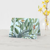 グリーントロピカルジャングルバナナツリーストレリツィア カード (黄色い花)