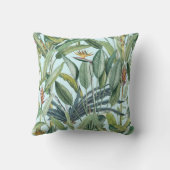 グリーントロピカルジャングルバナナツリーストレリツィア クッション (裏面)