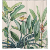 グリーントロピカルジャングルバナナツリーストレリツィア シャワーカーテン (正面)