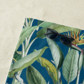 グリーントロピカルジャングルバナナツリーストレリツィア ビーチタオル (インサイチュ)