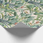 グリーントロピカルジャングルバナナツリーストレリツィア ラッピングペーパー (角)