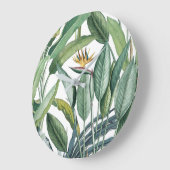 グリーントロピカルジャングルバナナツリーストレリツィア ラージ壁時計 (傾斜)