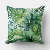 グリーントロピカルジャングルパーム葉 クッション (正面)