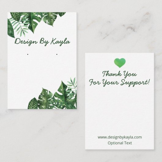 グリーントロピカルズ離れのネックレス&イヤリングディスプレイ 名刺 (正面/裏面)