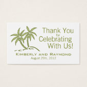 グリーントロピカルツインパームツリーズ結婚式の引き出物ラベル (正面)