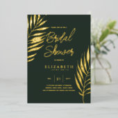 グリーントロピカルディスコブライダルシャワー金ゴールド 箔招待状 (立ち正面)