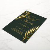 グリーントロピカルディスコブライダルシャワー金ゴールド 箔招待状 (回転した状態)