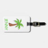 グリーントロピカルパームツリーバケーションアイランド ラゲッジタグ (正面横)