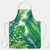 グリーントロピカルパームバナナモンステラ葉ズ エプロン (正面)